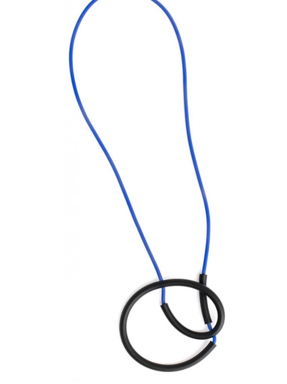 Samuel Coraux Modernist Lasso Pendant : Blue Cord with Asymmetric Black Rubber